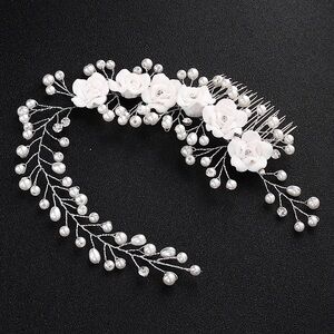 FAUX Ivory Pearl Flower Comb Vine